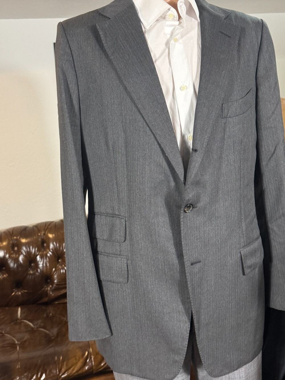 Tom Ford Wool Herringbone Blazer 54 44R Sport Jacket Notch Lapel 3/2 Roll